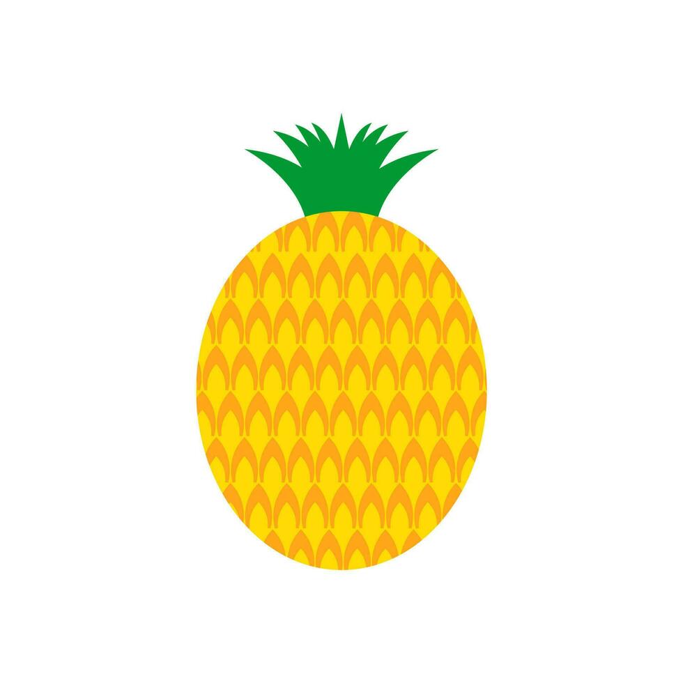 pineapple flat design vector illustration. Tropical fruit. Symbol of food, sweet, exotic and summer, vitamin, healthy. Nature logo. Flat concept. Design element Vector illustration