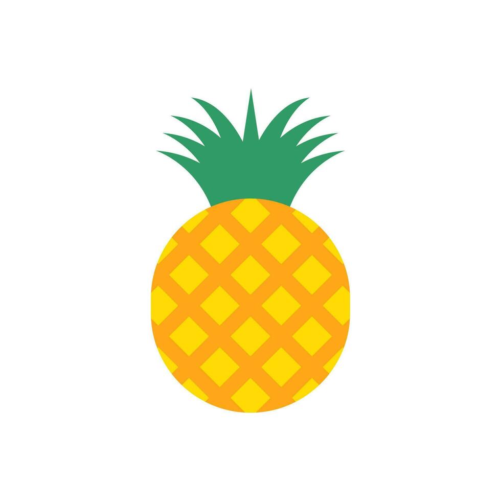 pineapple flat design vector illustration. Tropical fruit. Symbol of food, sweet, exotic and summer, vitamin, healthy. Nature logo. Flat concept. Design element Vector illustration