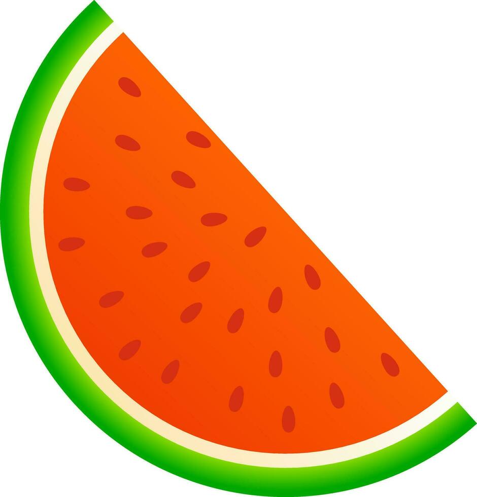 Watermelon slice in orange and green color. vector