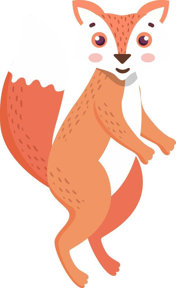 Cartoon fox animal in standing pose. vector