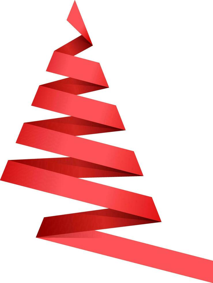 Christmas tree made by red ribbon. vector