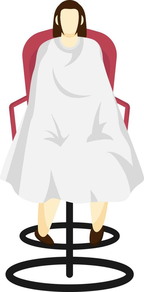 Faceless woman character sitting on chair. vector