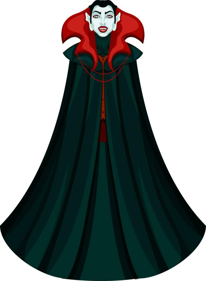 Scary character of man wearing vampire dress. vector