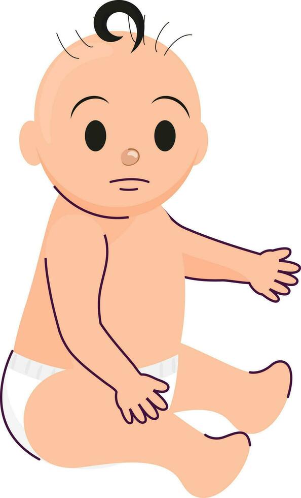 Cute baby in sitting pose on white background. vector