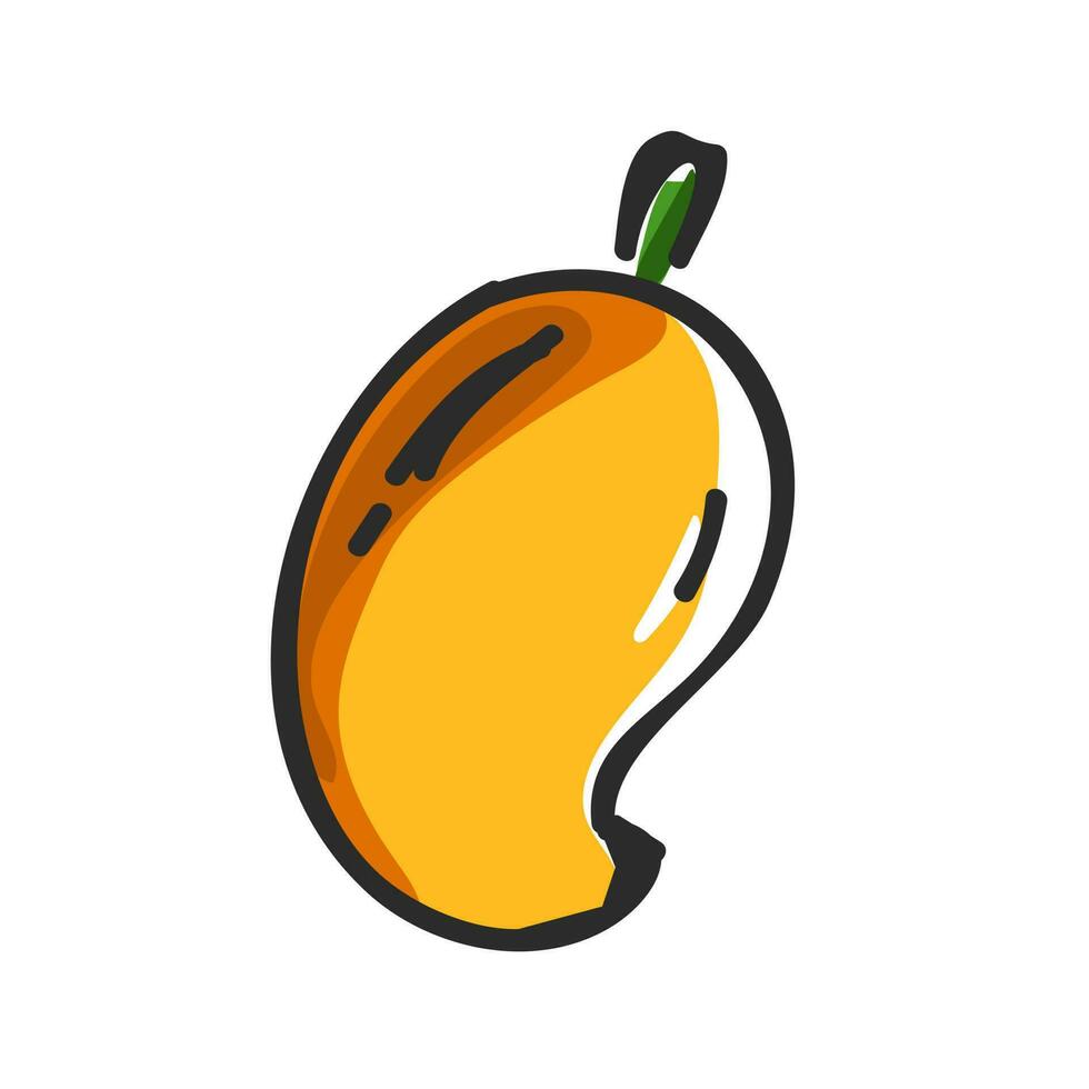 Flat style mango in yellow color. vector