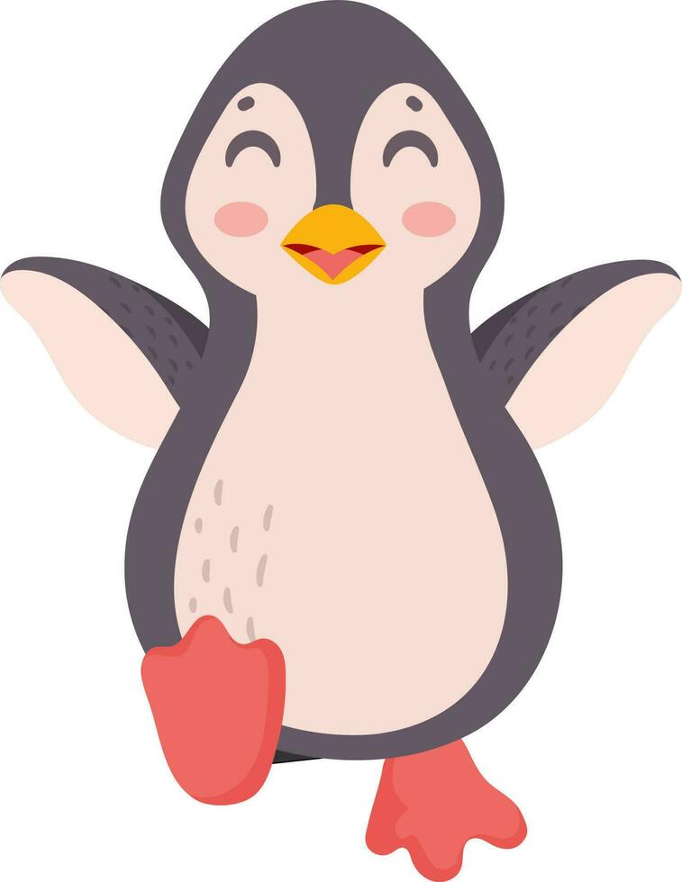 Cartoon penguin character on white background. vector