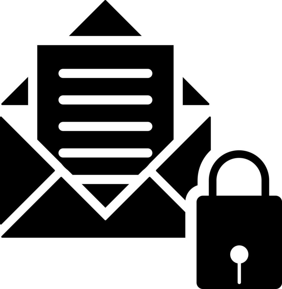 Secure mail icon in glyph style. vector