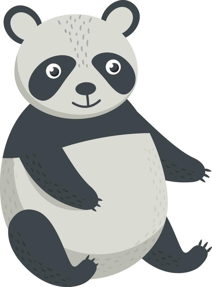 Cartoon character panda bear sitting on white background. vector