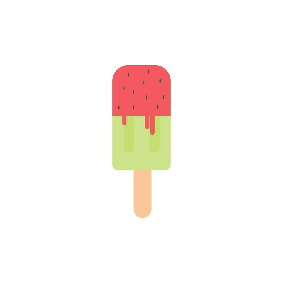 watermelon ice cream stick flat design vector illustration