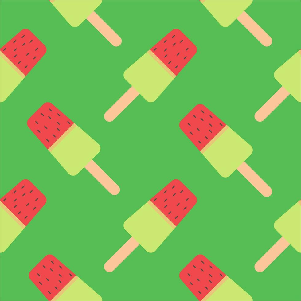 watermelon ice cream stick seamless pattern vector illustration