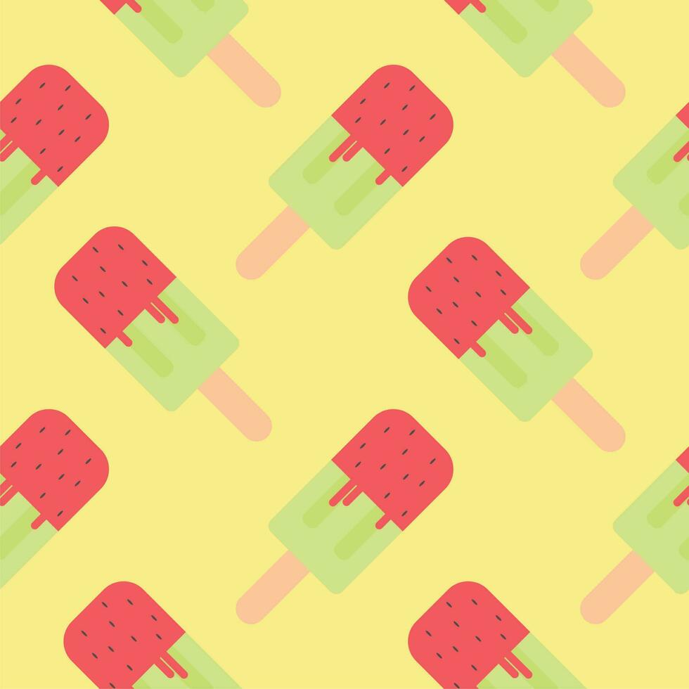 watermelon ice cream stick seamless pattern vector illustration