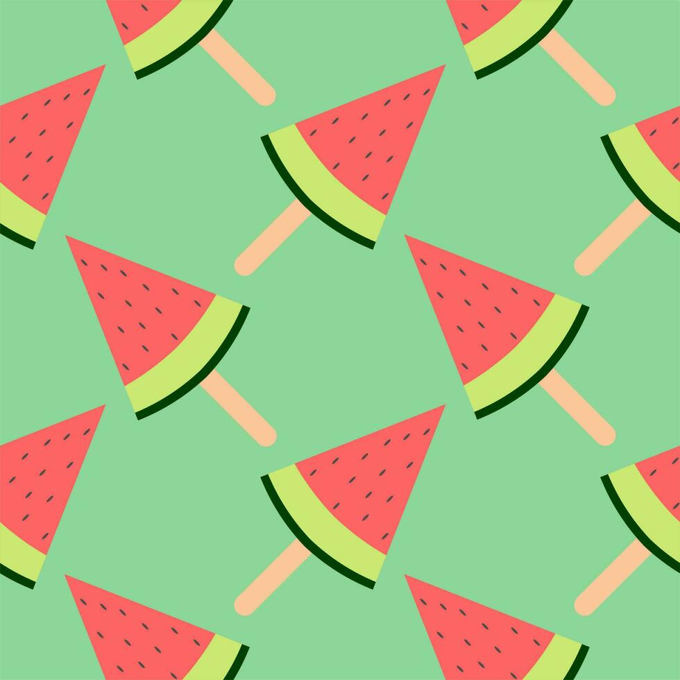 watermelon ice cream stick seamless pattern vector illustration