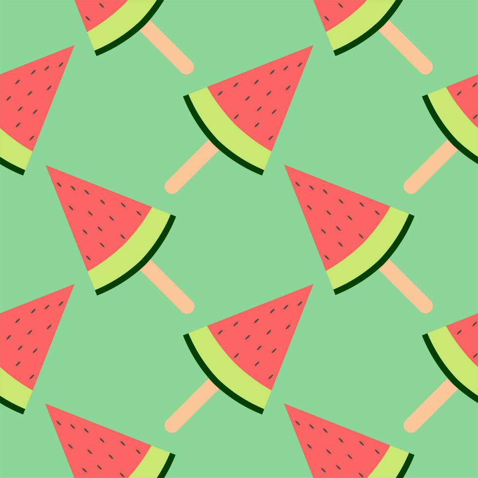 watermelon ice cream stick seamless pattern vector illustration