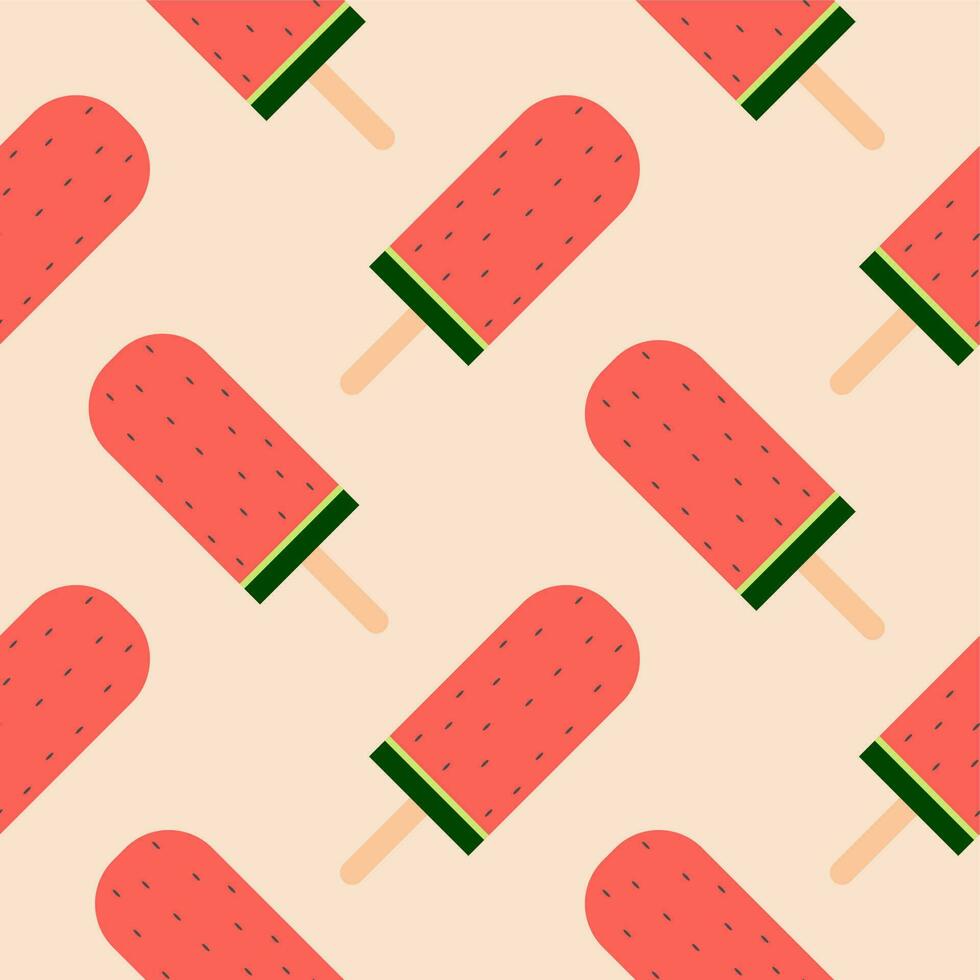 watermelon ice cream stick seamless pattern vector illustration