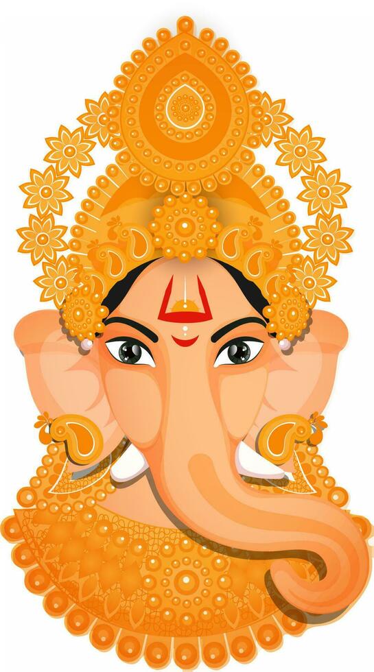 Lord Ganesha face on white background. vector