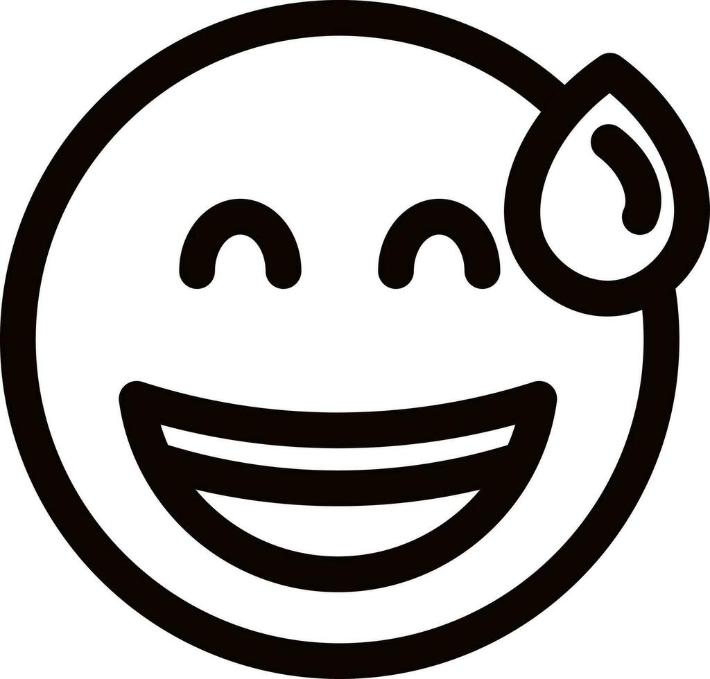 Disbelief or laughing emoji face icon in thin line art. vector