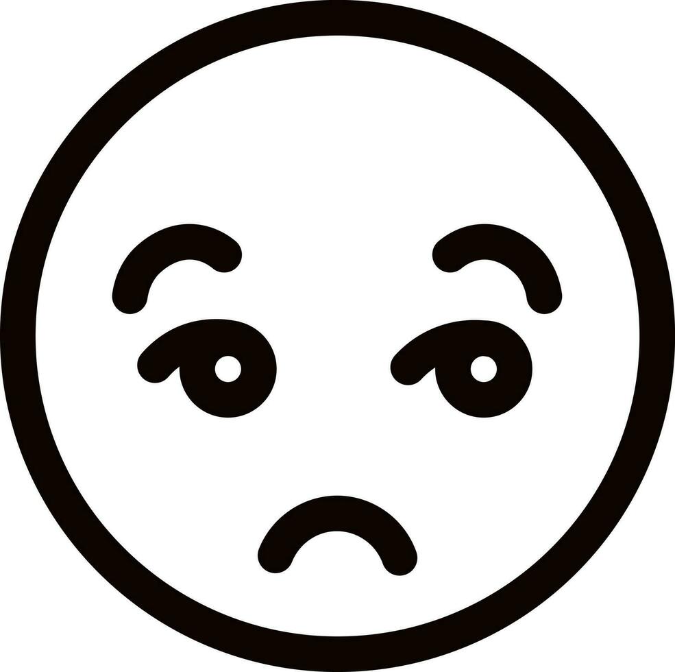Line art unamused face emotion icon in flat style. vector
