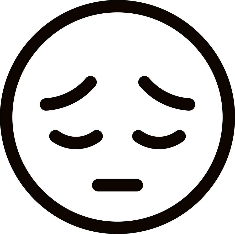 Sad emoticon face icon in line art. vector