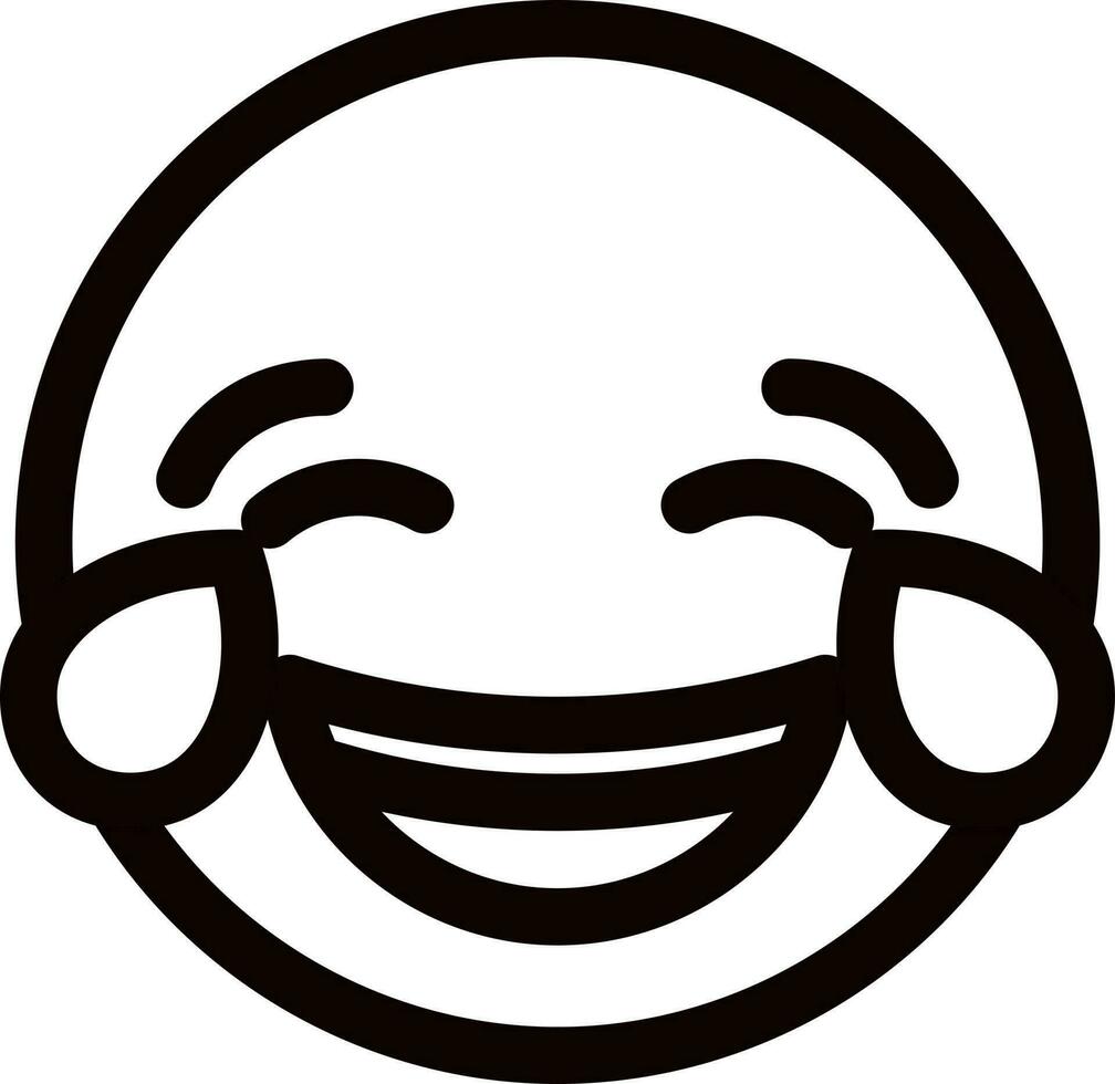 Line art illustration of crying emoji face character icon. vector