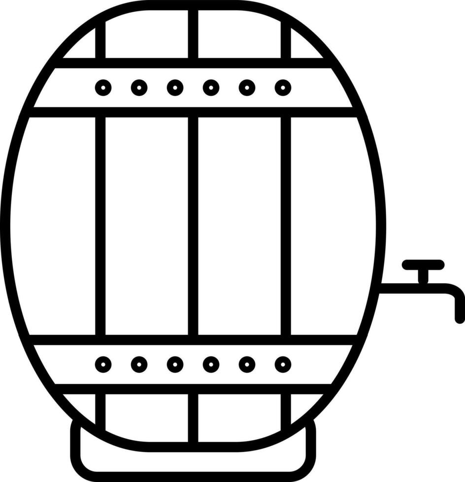 Water tank in black line art. vector