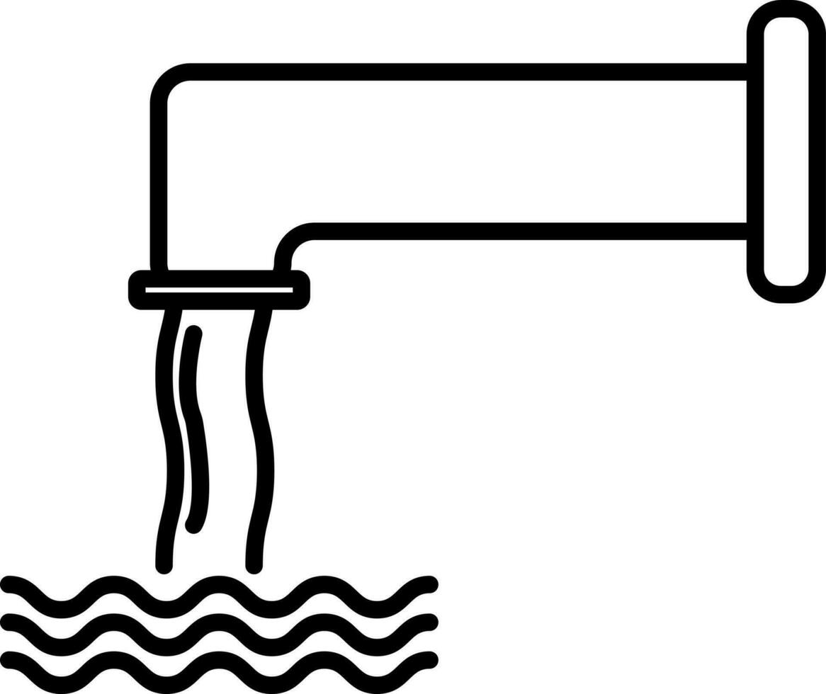 Water tab with falling drop in black line art. vector