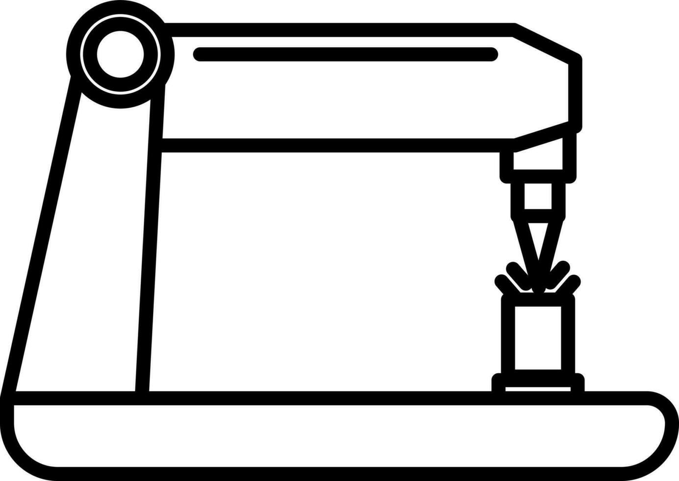 Sewing machine in black line art illustration. vector