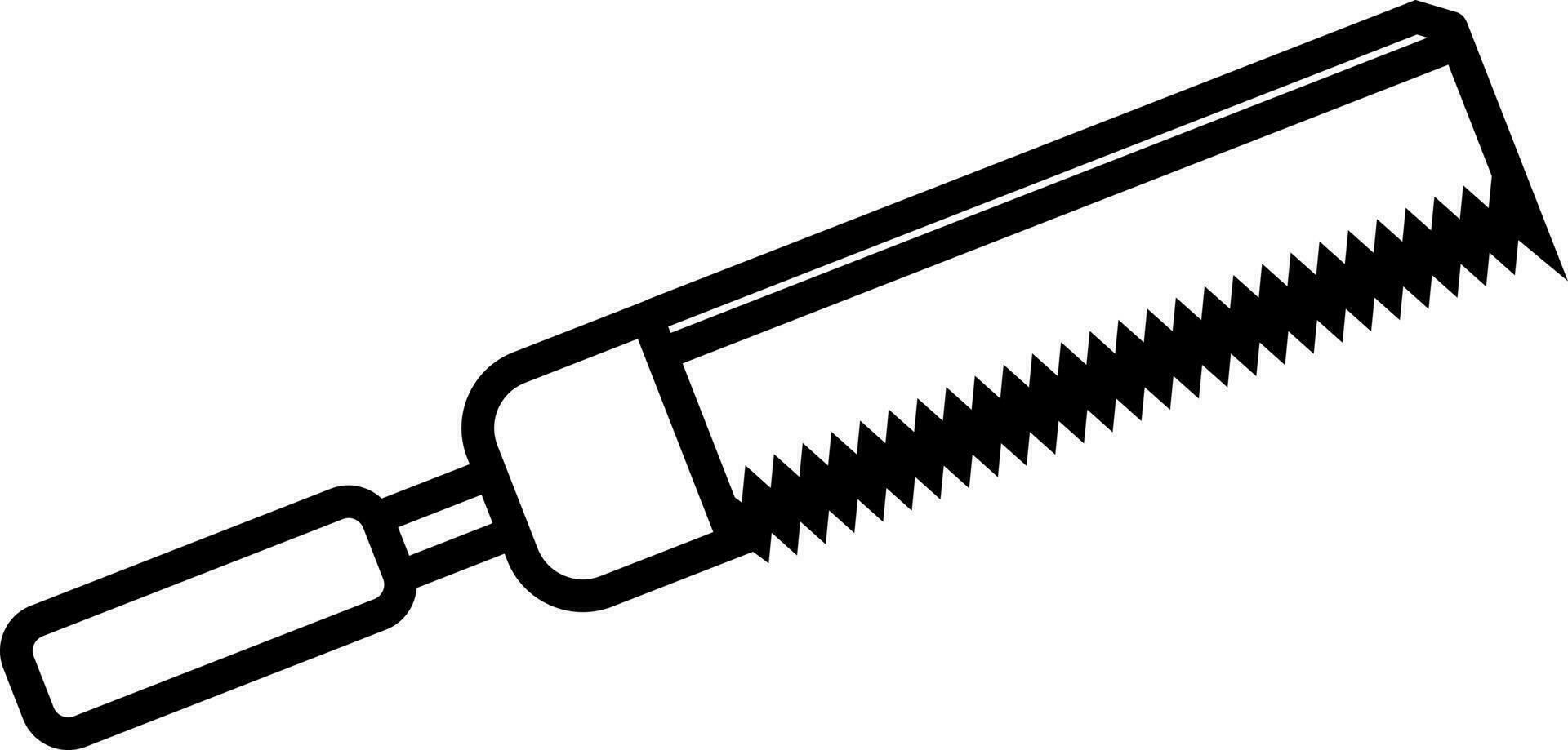 Black line art hand saw. vector