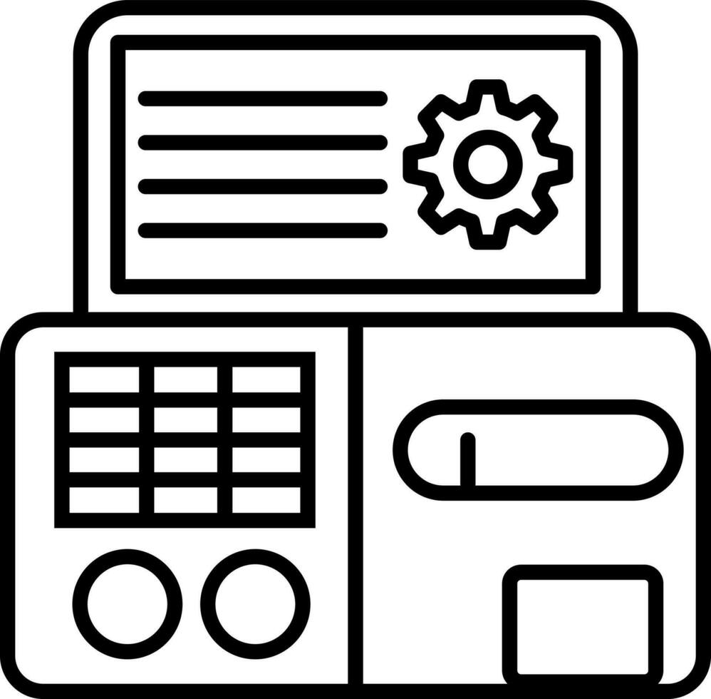 Control panel in black line art illustration. vector