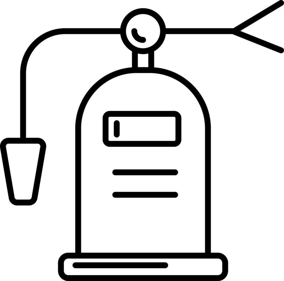 Fire extinguisher in black line art illustration. vector