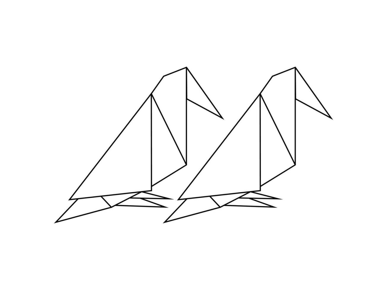 Pair of the Bird Polygonal Illustration for Logo or Graphic Design Element. Vector Illustration