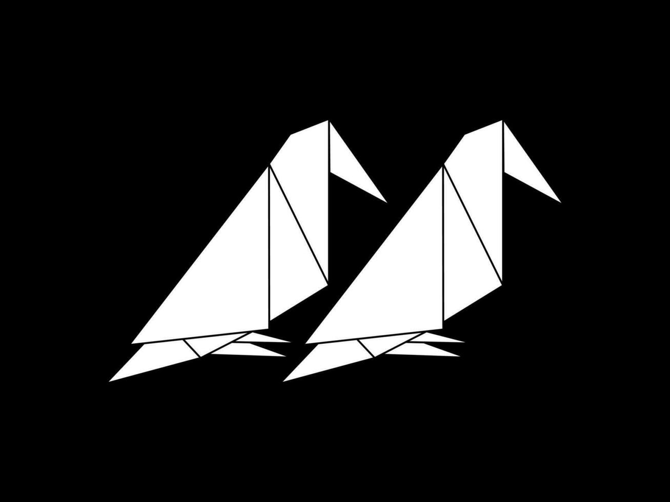 Pair of the Bird Polygonal Illustration for Logo or Graphic Design Element. Vector Illustration