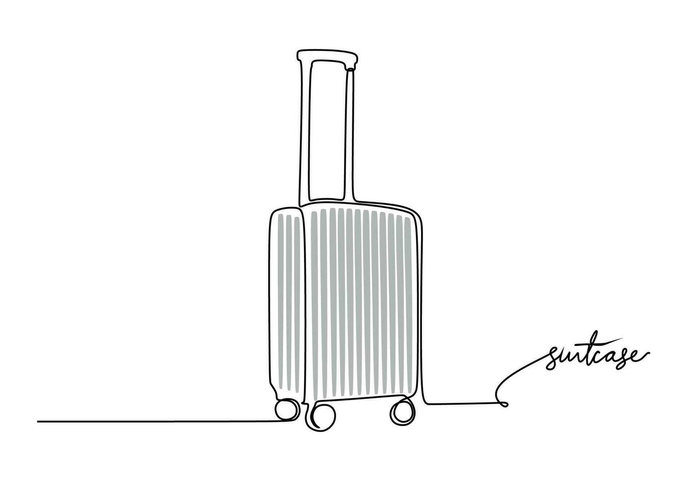 Suitcase - School education object, one line drawing continuous design vector