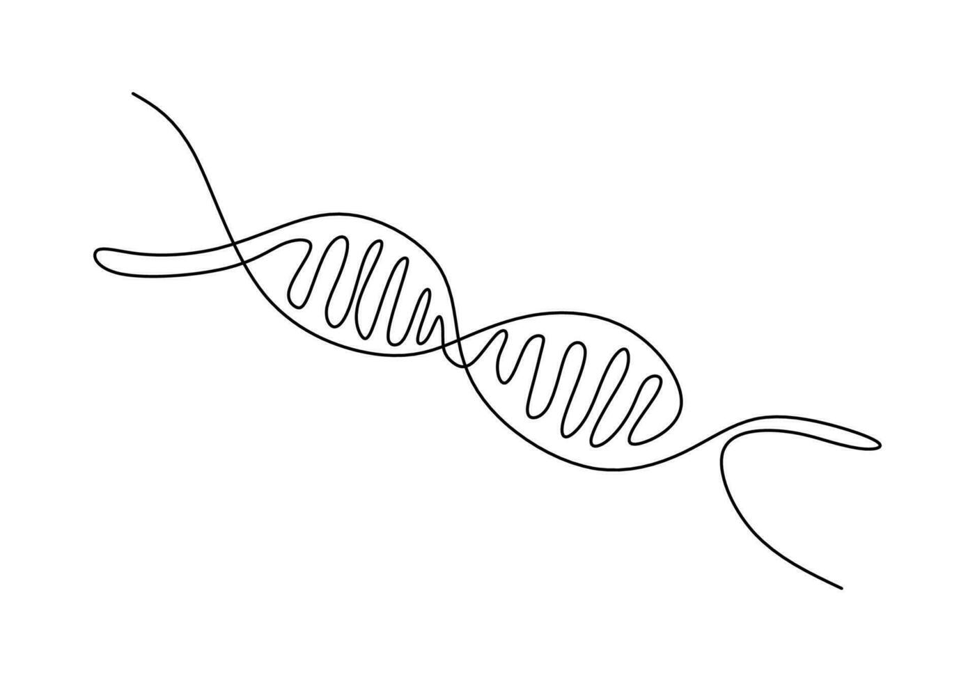 uno continuo soltero línea dibujo de adn aislado en blanco antecedentes vector