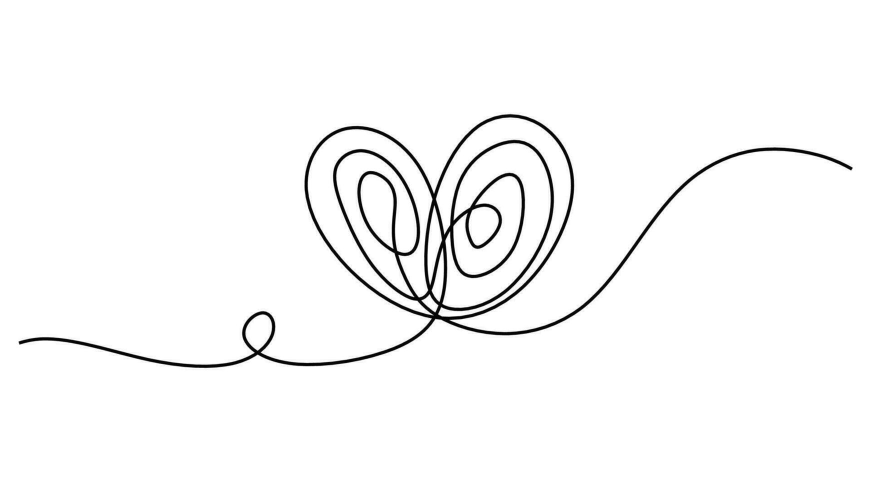 Love one line drawing, heart vector scribble art.