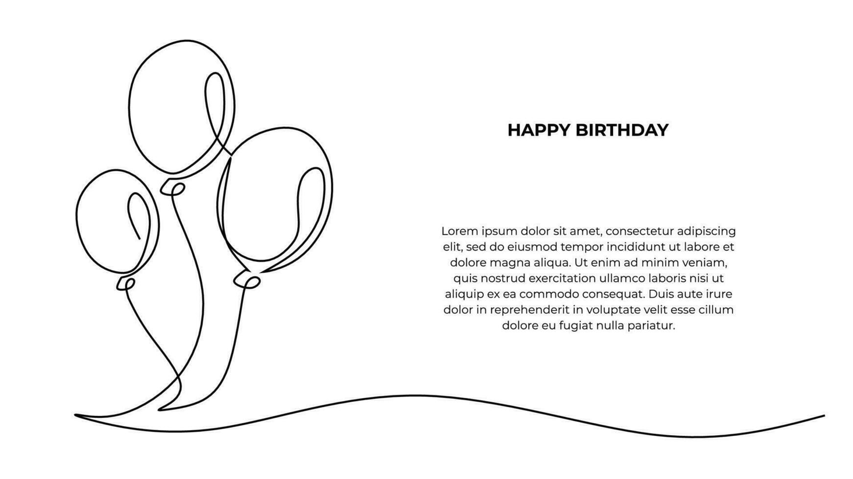 continuo uno línea Arte cumpleaños celebracion globo. vector