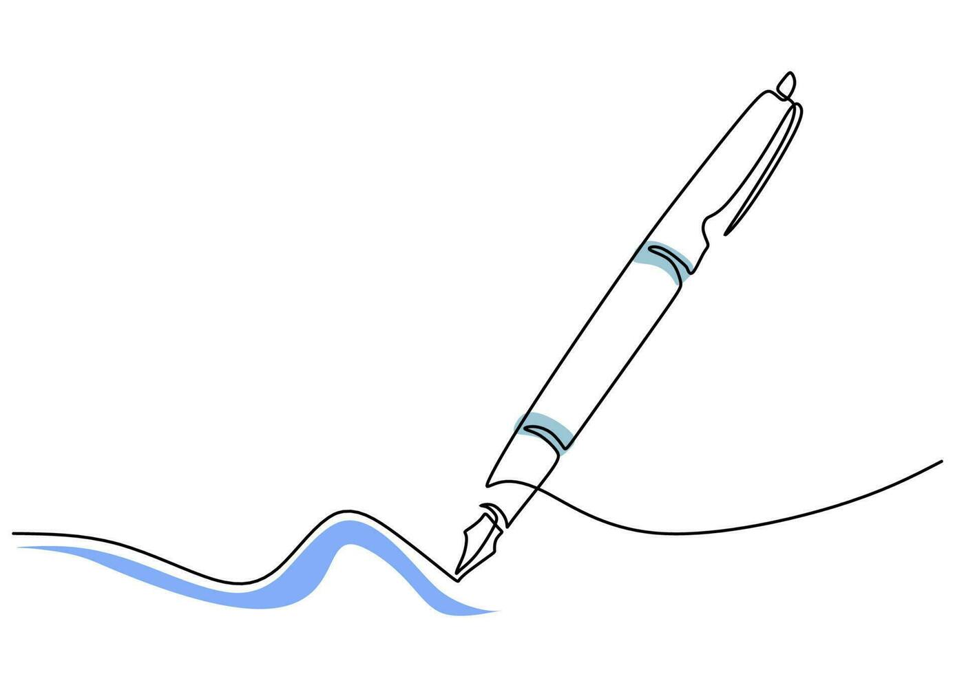 Pen - School education object, one line drawing continuous design vector