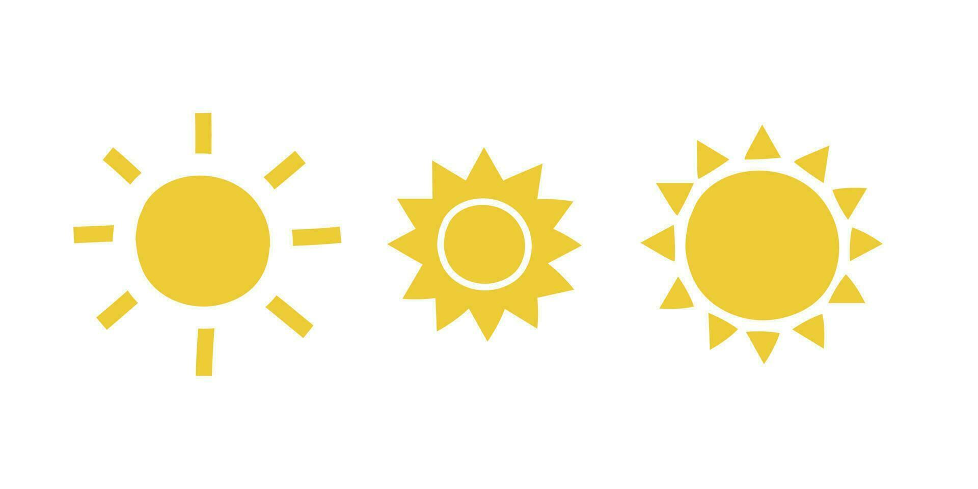 set with suns of different shapes. vector illustration in flat style.