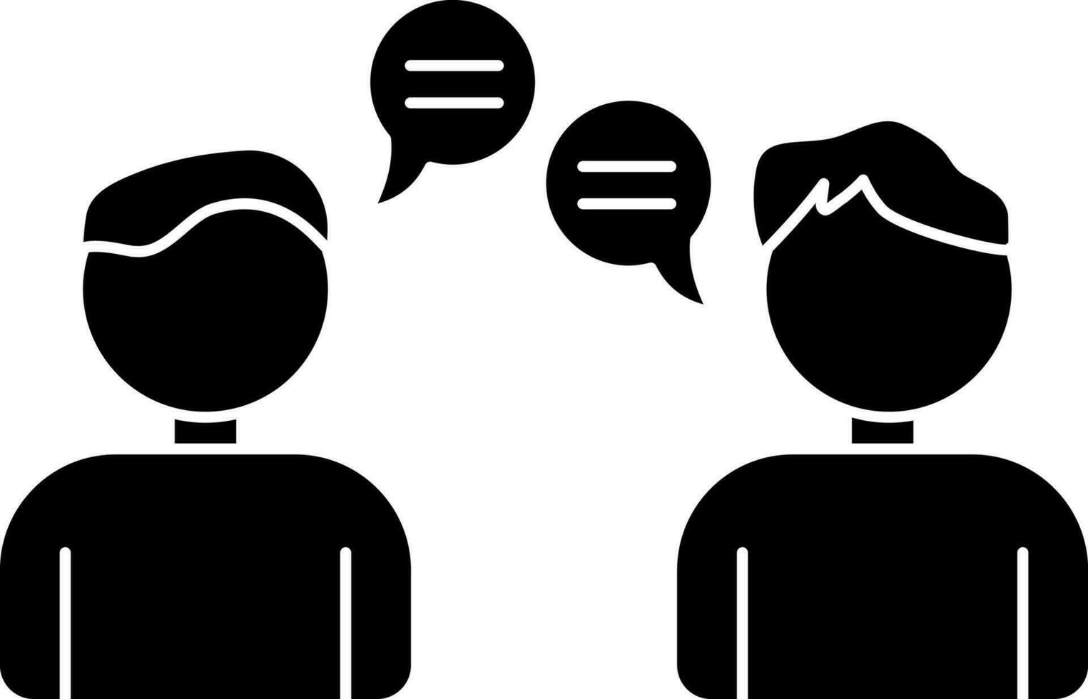 Illustration of men talking glyph icon. vector