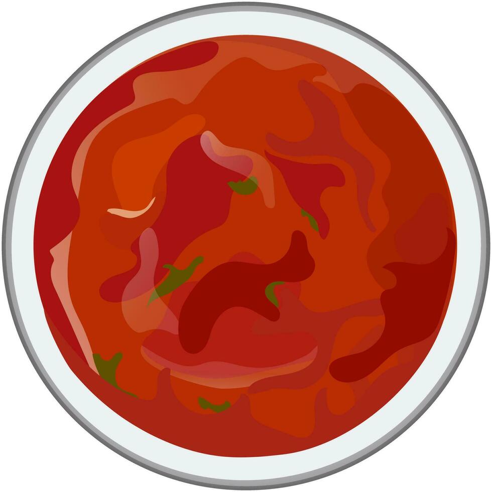 Red tomato sauce in bowl. vector