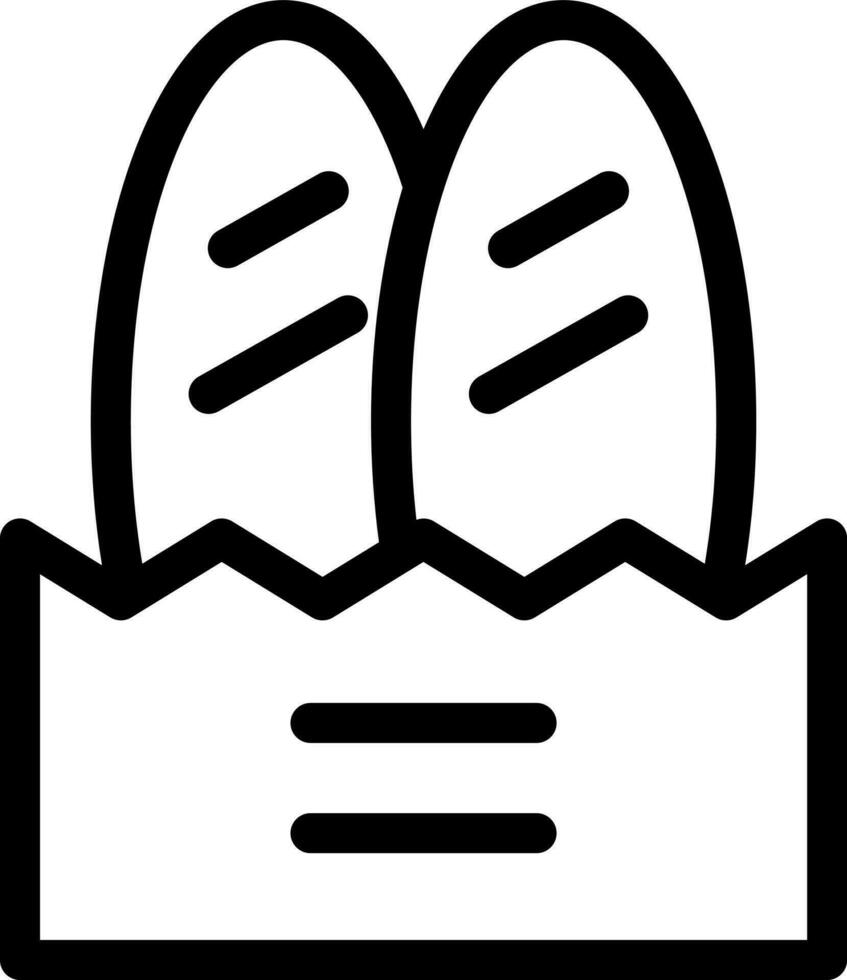 Line art illustration of baguette bread icon. vector