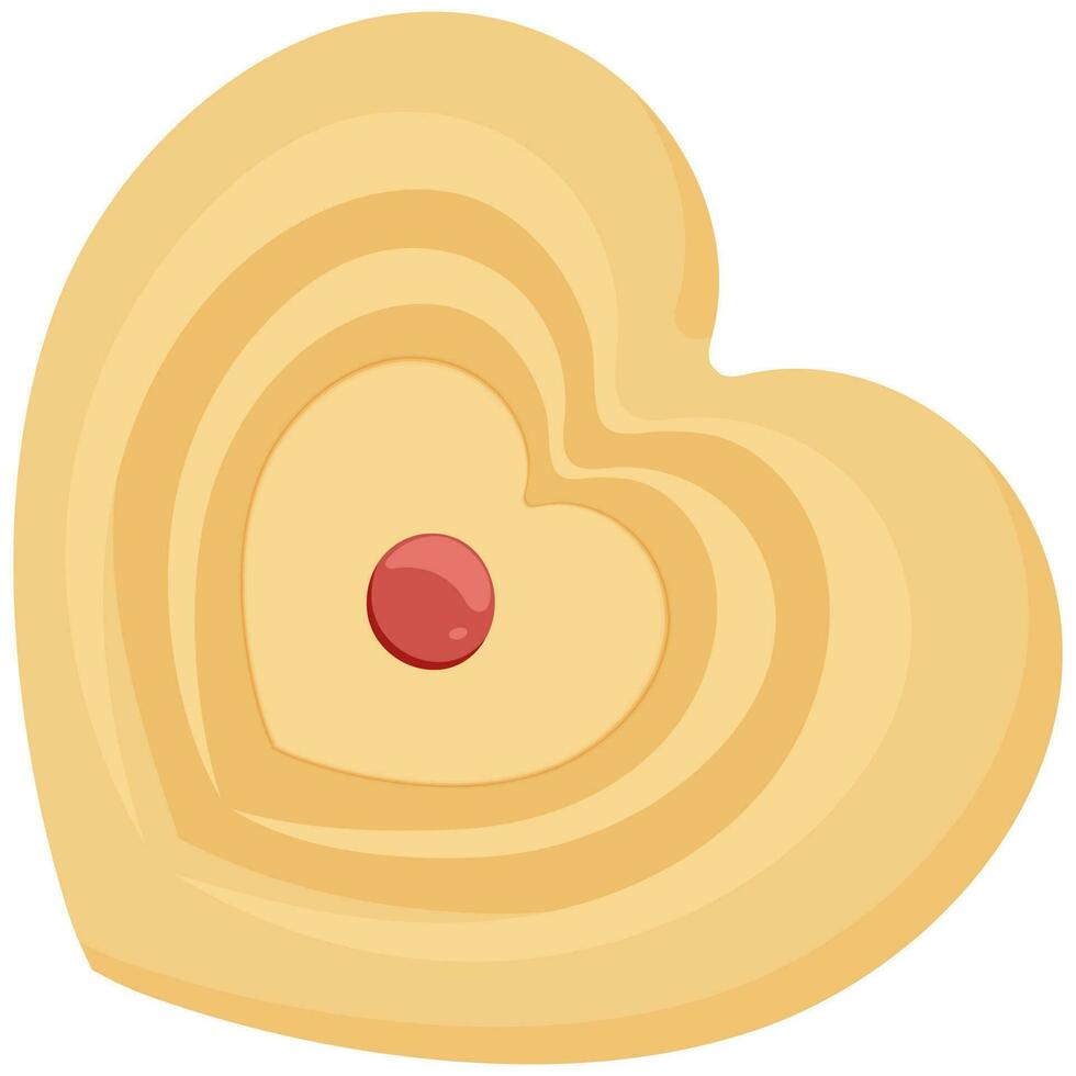 Orange and red heart shaped biscuit. vector