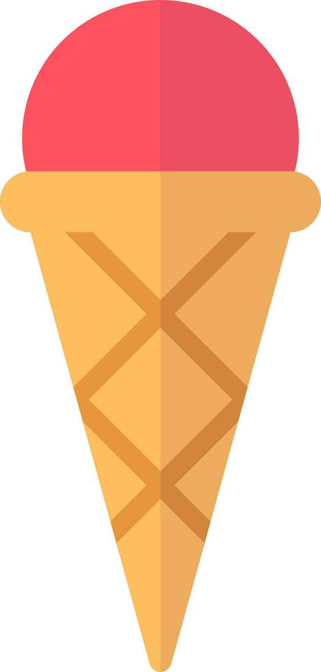 Ice cream cone icon red and brown color. vector