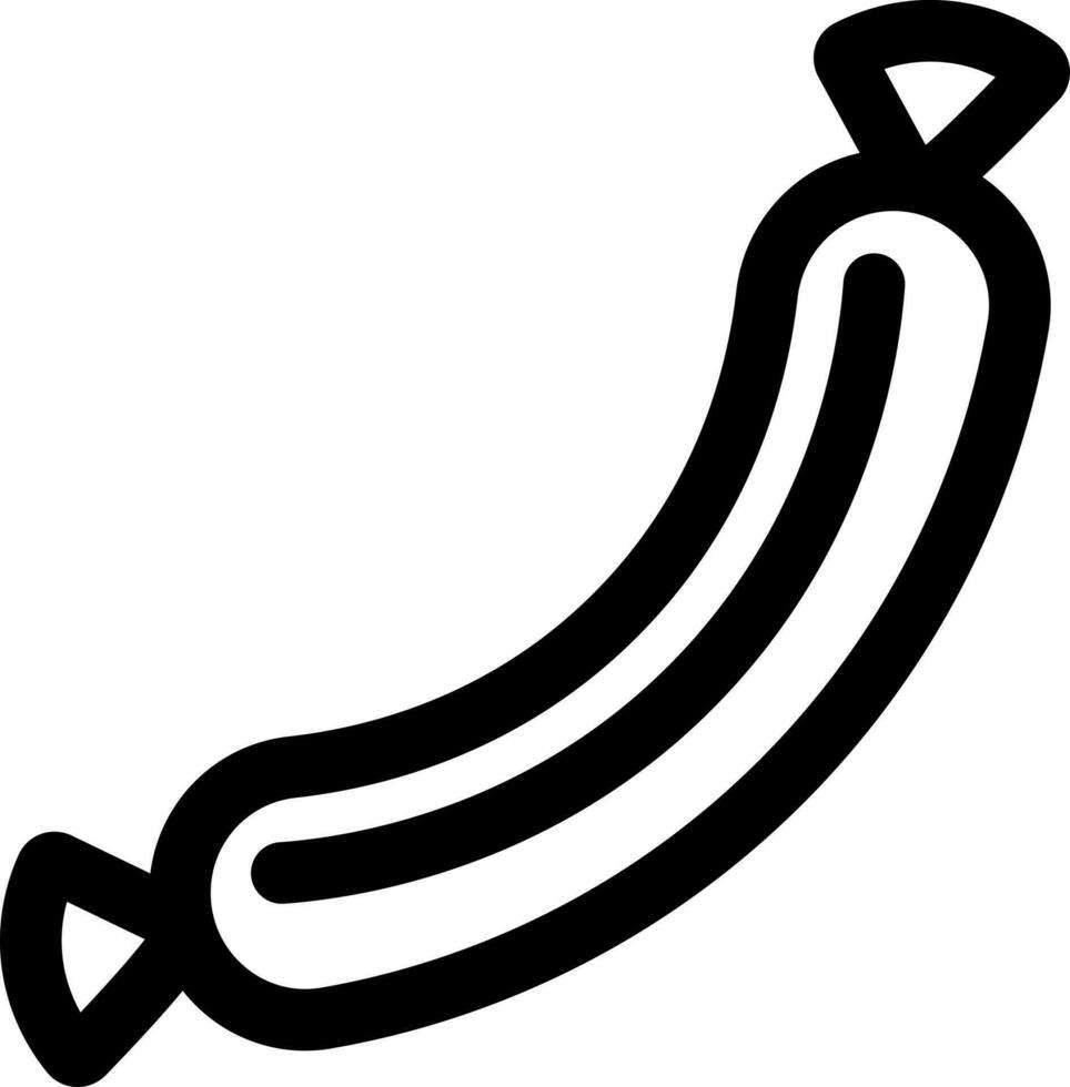 Black line art illustration of sausage icon. vector