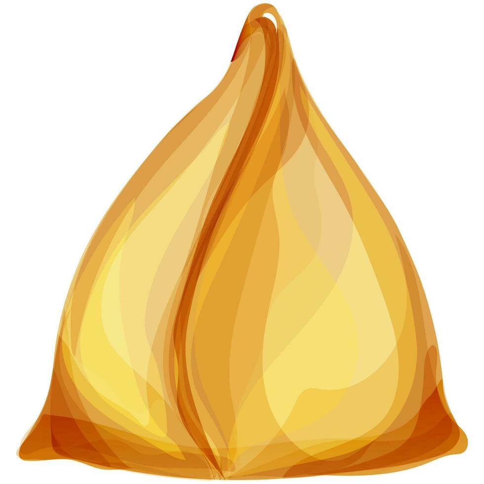 Glossy golden samosa on white background. vector