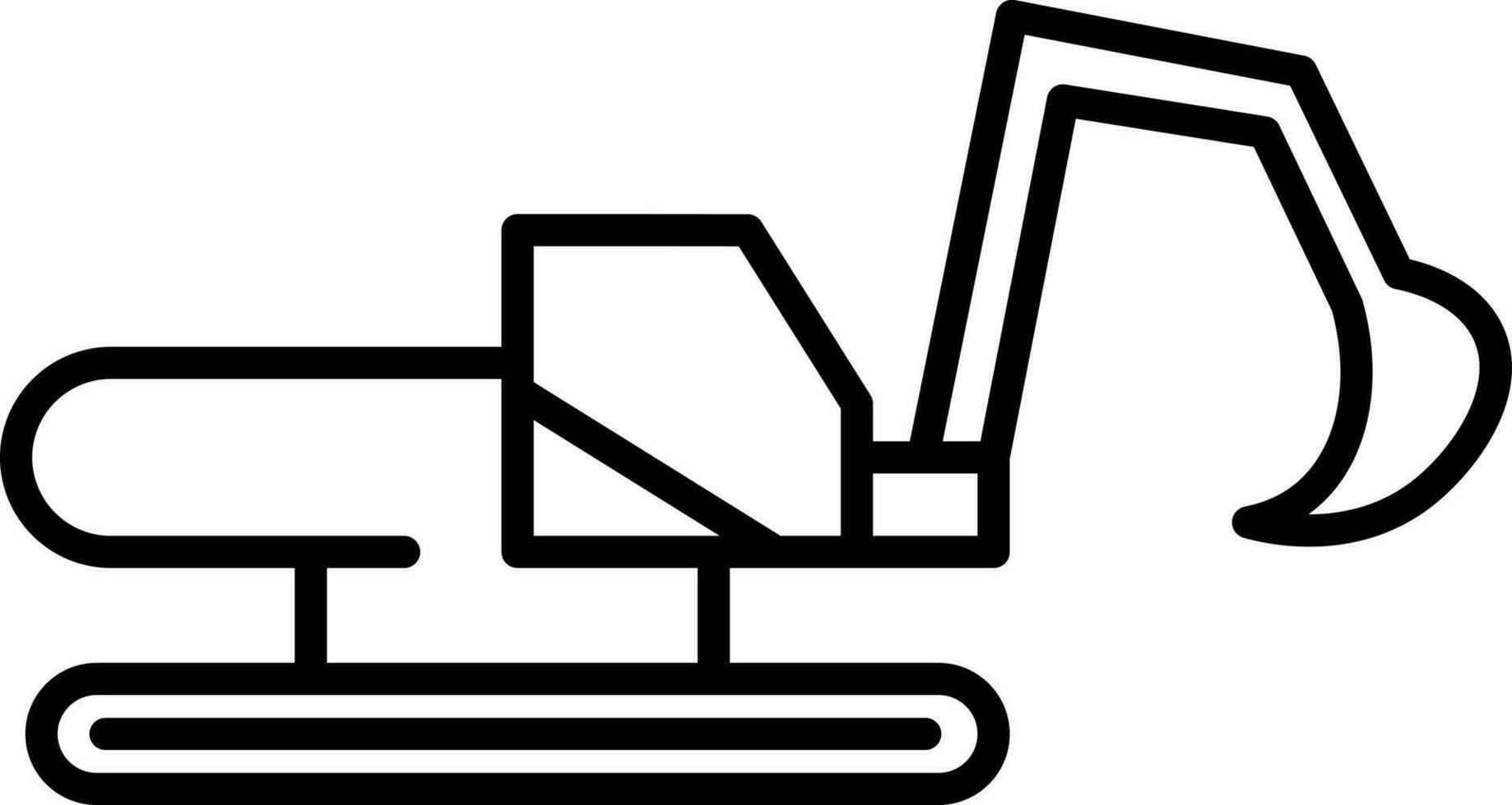 Illustration of excavator flat icon. vector
