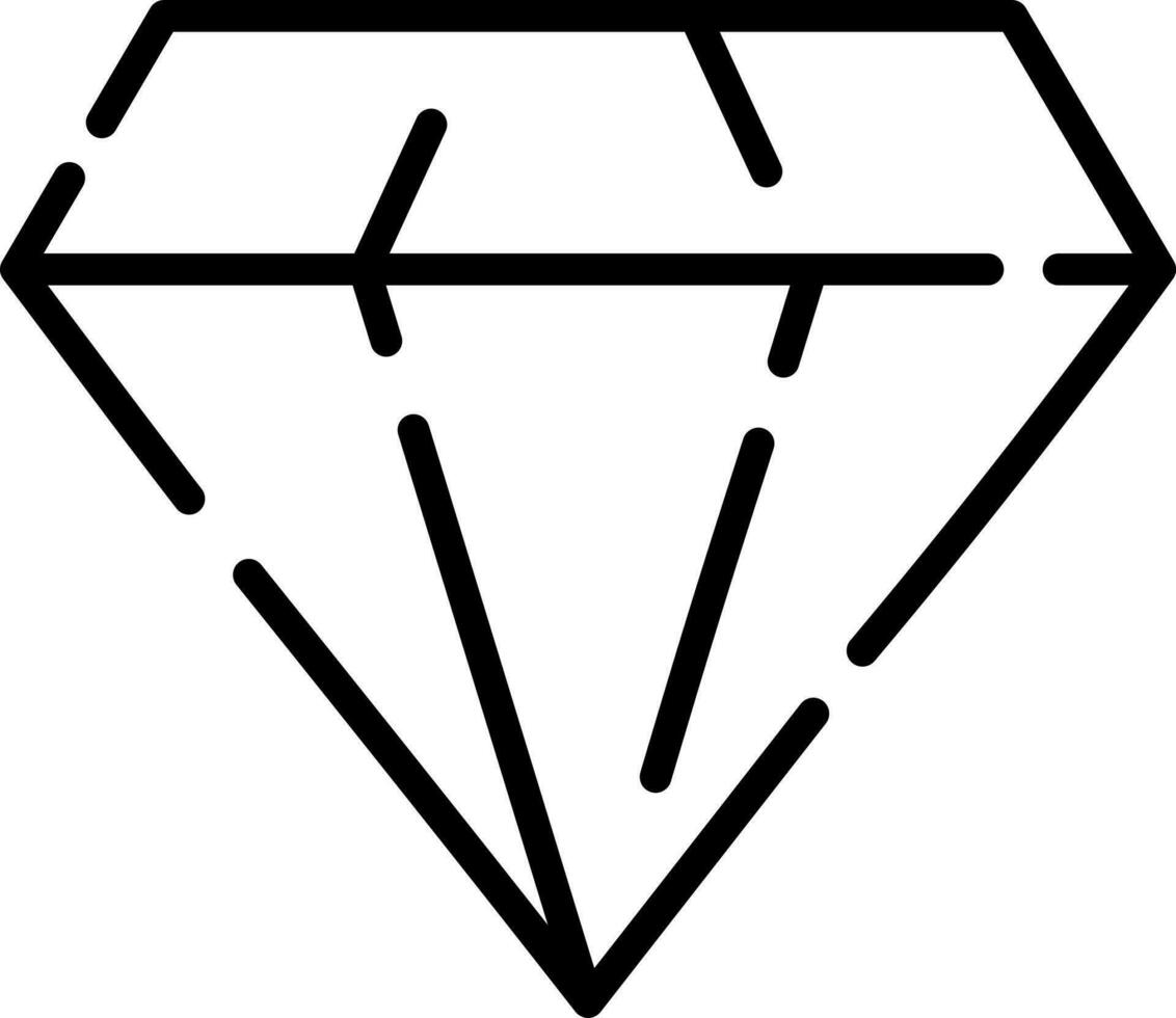 Line art illustration of diamond icon or symbol. vector