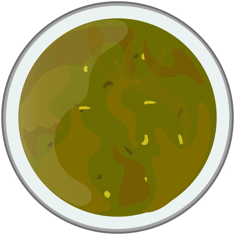 Green sauce in bowl. vector