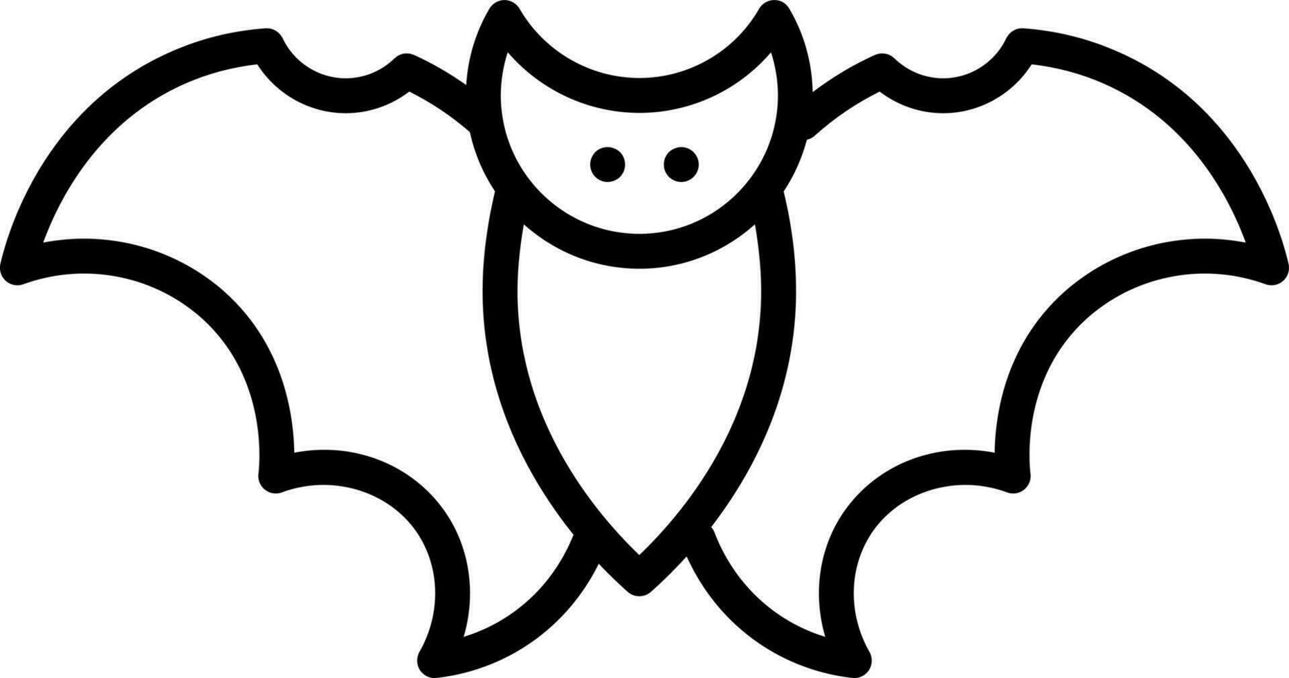Line art illustration of bat icon in flat style. vector