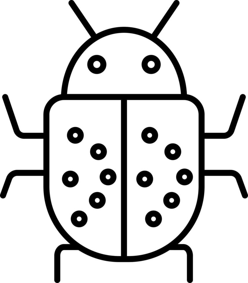 Black line art icon of virus or bug. vector