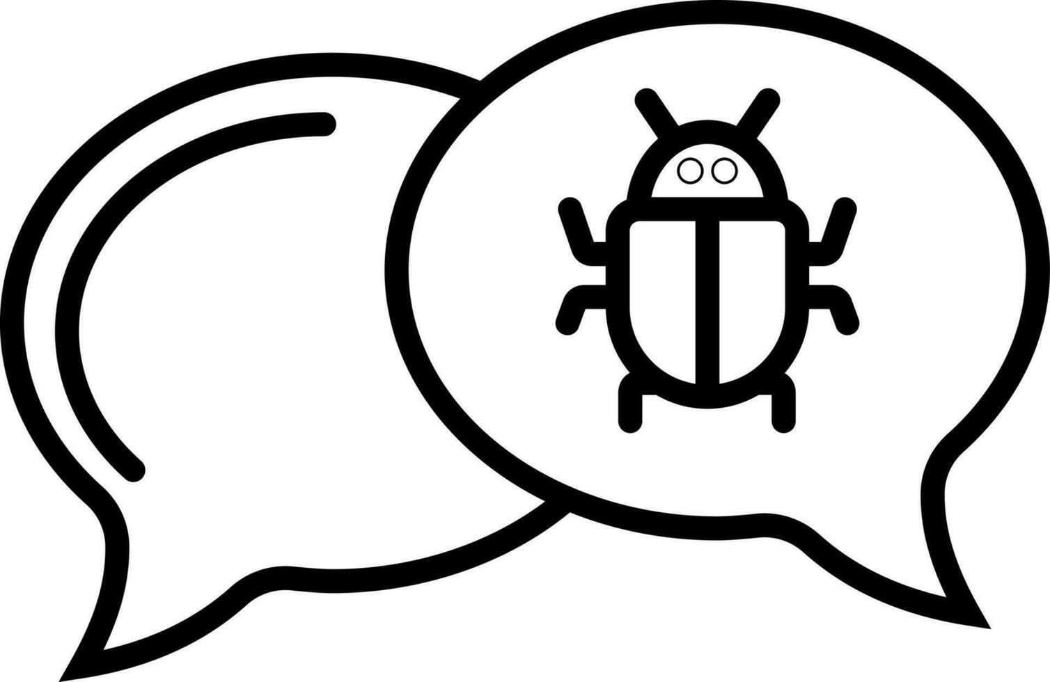 Bed bug symbol on chatting bubble in black line art. vector